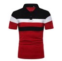 Polo masculino de manga curta com colarinho e botões Camisa elegante riscada em poliéster para uso diário 8