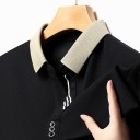 Polo para homem de manga curta com colarinho e botões. Polo elegante e de uma só cor em poliéster para uso diário. 5