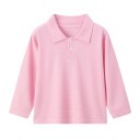 Polo per bambini con colletto e bottoni Maglietta in poliestere a maniche lunghe Maglietta sportiva monocolore per ragazzi e ragazze 14