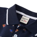 Polo per bambini con colletto e motivo razzi Maniche corte Maglietta in cotone con bottoni fino a metà Unicolore diverse colori 2