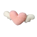 Polštář do auta ve tvaru srdce plyšový měkký růžovo bílý dekor s křídly doplněk na autosedačku pro pohodlné cestování 1