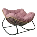 Poltrona a dondolo di design con seduta imbottita e tuftata 120x95 cm struttura in acciaio superficie in flanella morbida per soggiorno e camera da letto 3