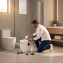 Pompa de măcinare pentru WC 900 W Înălțime de ridicare 12 m și debit 180 l/min 4 intrări FLO900 Albă Pentru toaletă și duș În subsol și spălătorie 7
