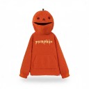 Pompoen Kostuum Hoodie in de Vorm van een Pompoen Pluche met Berberstof Geborduurde Opdruk Pumpkin Kangoeroezak Polyester Oranje Voor Halloween 1