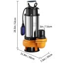 Ponorné čerpadlo na odpadní vodu 2200 W s průtokem 1000 l za minutu a výtlakem 18 m s hrdlem 7,6 cm v oranžovo-stříbrném provedení 2
