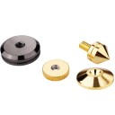 Pontas antirresonância para componentes HiFi 4 pcs De cobre com rosca e porca estriada Inclui bases e rodas adesivas 2,8 x 2,5 cm 3