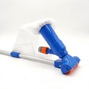 Pool Vacuum Cleaner Set for Cleaning Pools Connection to Garden Hose 5-Piece Pole 140 cm Mesh Bag Blue for Cleaning Pool Bottom 6