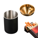 Popelník z nerezové oceli 10×7,5 cm Přenosný bezdýmný popelník s víkem na cigarety a doutníky Interiérový i venkovní stolní popelník 2