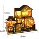 Poppenhuis 12,6 x 9,5 x 9,8 cm Mini houten bouwset zonder dak met LED-verlichting Meubels en handleiding Creatieve DIY decoratie 6