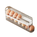 Porta uova trasparente a doppio strato per frigorifero Dispenser automatico Stile a scala Organizer pieghevole Scatola portaoggetti Spazio portatile 5