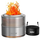 Portable Fire Pit for Camping and Garden 50 x 41.5 cm Stainless Steel with 360° Airflow Silver with Carrying Bag 1