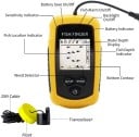 Portable Fish Sonar with Alarm Range 100 m 2" LCD Display 45° Beam Angle Yellow-Black Wired Fishing Echo Sounder for Lake and Sea 4