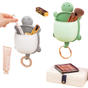 Portacepillos de dientes de 19 cm con diseño de tortuga, organizador de baño con dibujos animados, soporte para cepillos de dientes y artículos diversos para niños y adultos. 2