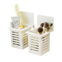 Portacepillos de dientes de pared para baño Organizador de almacenamiento para cepillos, peines y cosméticos Ahorra espacio Ideal para baños pequeños 3
