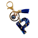 Portachiavi 4 cm Portachiavi in resina Iniziali blu e occhio protettivo Decorazione per borsa zaino Regalo per donne 16