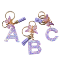 Portachiavi 4 cm Portachiavi in resina Iniziali viola e farfalla Decorazione per borsa zaino Regalo per donne 1