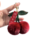 Portachiavi con ciliegie di peluche 11 cm Pendente di peluche con scritta Decorazione morbida per chiavi Borsa Zaino Regalo carino 2