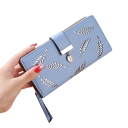 Portafoglio da donna 19 x 3,5 x 9,5 cm Pelle sintetica Multicolore con motivo foglie dorate Chiusura con zip e fibbia 8