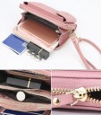 Portafoglio da donna a spalla in PU pelle 18 x 11 x 4 cm Con tasca sotto il risvolto e scomparto con zip Piccola borsa con cintura 9