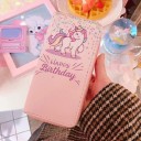 Portafoglio da donna con cerniera e stampa di unicorno Forma allungata Motivi colorati e giocosi Materiale in PU e poliestere Dimensioni 20 x 10 x 6