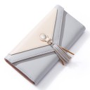 Portafoglio da donna con nappina e decorazione rotonda Design bicolore a forma di busta con parte in PU pelle 18,8 x 9 x 3 cm 4