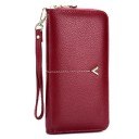 Portafoglio da donna in vera pelle Chiusura con zip tutto intorno Tracolla Oreficeria dorata a forma di V Cucitura chiara 20 x 10,5 x 2,5 cm 2