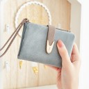 Portafoglio da donna piccolo con fibbia e laccio da polso Portafoglio compatto con zip in PU pelle e poliestere Dimensioni 12 x 9,5 x 3 cm 3