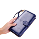 Portafoglio da donna pieghevole con zip 10 x 19,5 x 3,5 cm Grande capacità Pelle sintetica effetto oleoso Manico 1