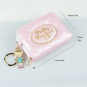 Portafoglio da donna rosa trapuntato con zip e scritta dorata Portachiavi Fodera turchese Accessorio elegante 3