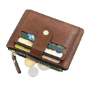 Portafoglio da uomo 12 x 9,5 cm in PU pelle Colori neutri Scomparti per carte con chiusura a scatto Tasca con zip per monete Portafoglio 8