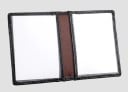 Portafoglio da viaggio per documenti e carte in pelle di vera e poliestere Tasca frontale per carta Due scomparti interni Design pieghevole 4