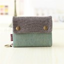 Portafoglio in tessuto da donna con patta a due bottoni a pressione Tasca interna con zip e scomparti Anello per chiavi Cotone 13 x 11 x 2 cm 7