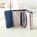 Portafoglio in tessuto da donna con patta a due bottoni a pressione Tasca interna con zip e scomparti Anello per chiavi Cotone 13 x 11 x 2 cm 11