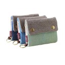 Portafoglio in tessuto da donna con patta a due bottoni a pressione Tasca interna con zip e scomparti Anello per chiavi Cotone 13 x 11 x 2 cm 12