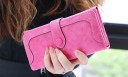Portafoglio lungo da donna 18 x 9 x 3 cm Ecopelle con aspetto scamosciato Chiusura con bottone Tasche per carte e banconote Portamonete 5