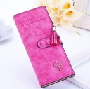 Portafoglio lungo da donna con cinturino a scatto e nappina decorativa Aspetto scamosciato Tasche per carte Pelle PU 19 x 9,5 x 2,5 cm 4