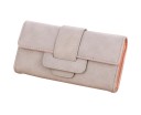 Portafoglio lungo da donna in ecopelle con patta e chiusura a bottone Finestra per documento Scomparti per carte e banconote 19 x 2 x 4