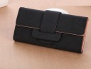 Portafoglio lungo da donna in ecopelle con patta e chiusura a bottone Finestra per documento Scomparti per carte e banconote 19 x 2 x 1