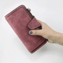 Portafoglio lungo da donna in pelle sintetica 18,8 x 10,5 x 1,8 cm Aspetto scamosciato Chiusura con laccio Tasca con zip Scomparti 13