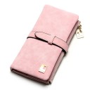 Portafoglio lungo da donna in pelle sintetica 18 x 9 x 2,5 cm Chiusura con cinturino Tasca con zip Scomparti per carte Finestra 3