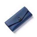 Portafoglio lungo da donna in pelle sintetica Pattina a busta asimmetrica Fibbia decorativa metallica scura Forma piatta e sottile 19 x 6