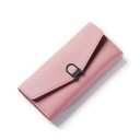 Portafoglio lungo da donna in pelle sintetica Pattina a busta asimmetrica Fibbia decorativa metallica scura Forma piatta e sottile 19 x 2