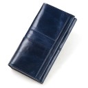 Portafoglio lungo da donna in pelle vera con patta 18 x 9,2 x 3,5 cm Superficie lucida con texture rugosa Strisce cucite Stile elegante 4