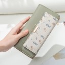Portafoglio lungo da donna in PU pelle Patta con stampa di rametti e foglie Fibbia metallica dorata Dimensioni 18,5 x 9,5 x 3,5 cm 8