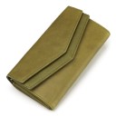 Portafoglio lungo da donna in vera pelle Doppia patta a forma di busta Superficie lucida Stile elegante Da borsa Dimensioni 19 x 10,5 x 5
