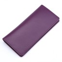 Portafoglio lungo da donna in vera pelle Forma sottile e pieghevole Design minimalista senza decorazioni Superficie leggermente granulosa Bordi 9