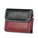Portafoglio mini da donna in vera pelle Design bicolore con patta Tasca laterale con zip Cuciture a contrasto Dimensioni 12 x 10,5 x 3 cm 5