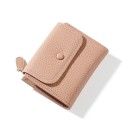 Portafoglio mini da viaggio per donna con superficie granulosa Patta con bottone automatico Zip con passante PU pelle e poliestere 4