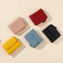 Portafoglio mini da viaggio per donna con superficie granulosa Patta con bottone automatico Zip con passante PU pelle e poliestere 6