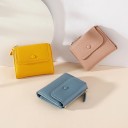 Portafoglio mini da viaggio per donna con superficie granulosa Patta con bottone automatico Zip con passante PU pelle e poliestere 7